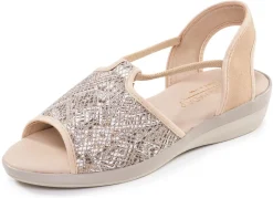 New BADER Sommerliche Damen-Sandalen, Weite G, mit Elastikbändchen BEIGE
