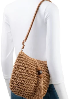 New BADER Sommerliche Tasche, Damen, mit verstellbarem Umhängeriemen NATURBRAUN