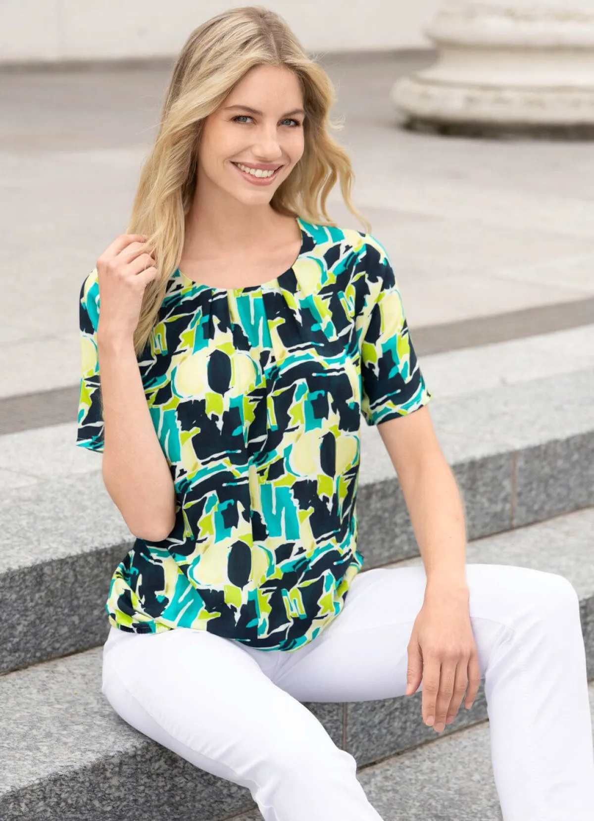 Outlet BADER Sommerliche Tunika MARINE-LIMONE-KIWI-BUNT
