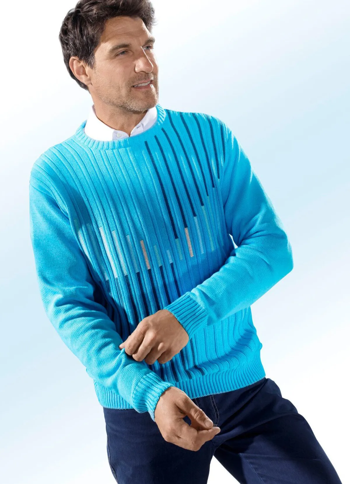 Hot BADER Sommerlicher türkisfabener Pullover TÜRKIS