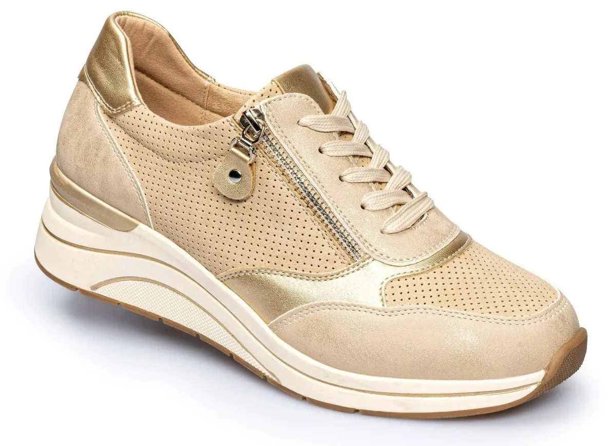 Outlet BADER Sportlicher Komfort-Keil-Sneaker CREME-GOLD