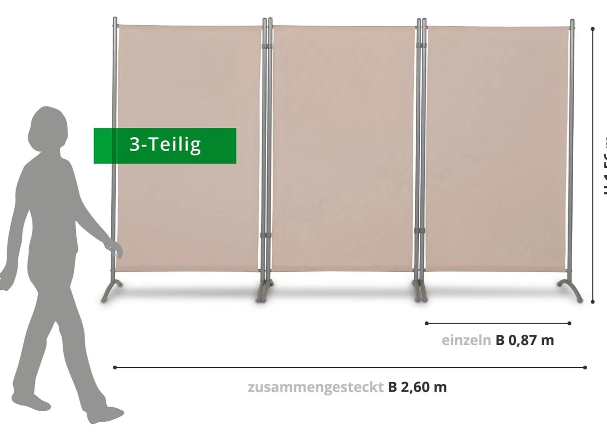 BADER Standfeste Stellwand, 3-teilig natur