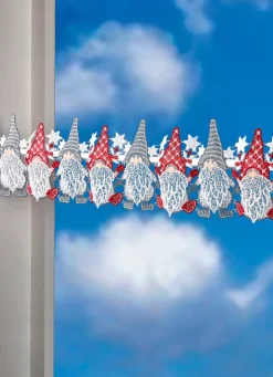 Hot PLAUENER SPITZE Stangendekoration aus echter WEISS-GRAU-ROT