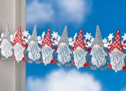 Hot PLAUENER SPITZE Stangendekoration aus echter WEISS-GRAU-ROT