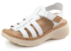 Clearance BADER Stegspangen-Sandale mit Kork-Besätzen WEISS