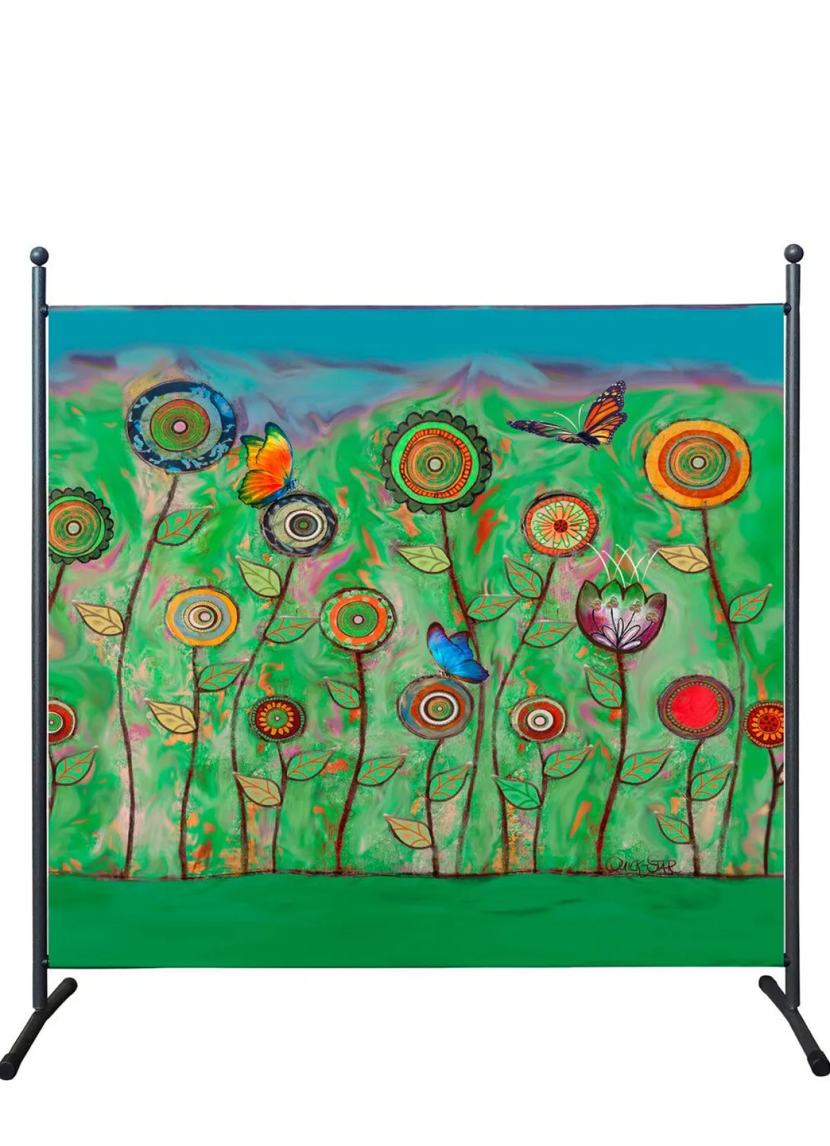 Hot BADER Stellwand mit originellem Blumenmotiv GRÜN