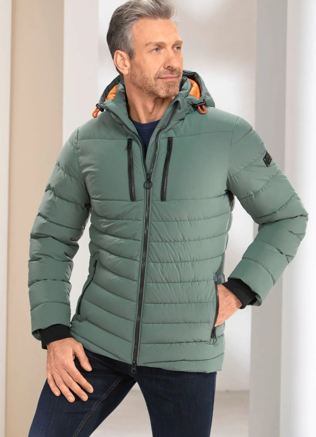 Hot BADER Steppjacke mit abtrennbarer Kapuze JADEGRÜN
