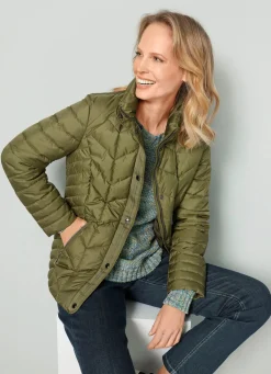 Sale BADER Steppjacke mit Reißverschluss unter der Druckerleiste GRÜN