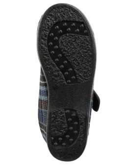 Sale BADER Stiefelette aus kariertem Textilmaterial BLAU
