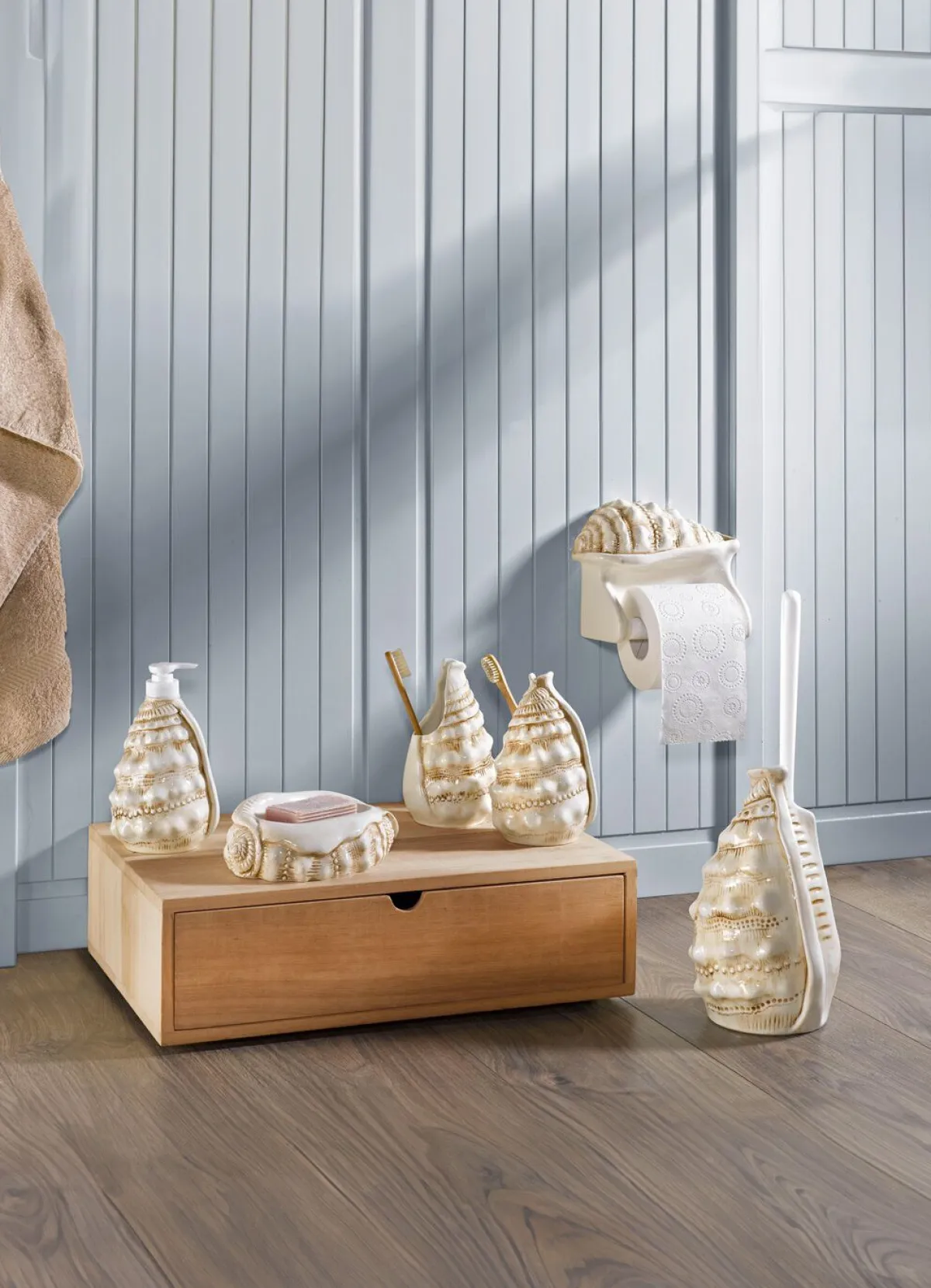Sale BADER Stilvolle Badezimmer-Accessoires aus Keramik CREME-BRAUN