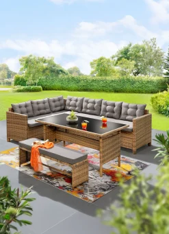 Discount BADER Stilvolle Ecklounge mit Bank GRAU