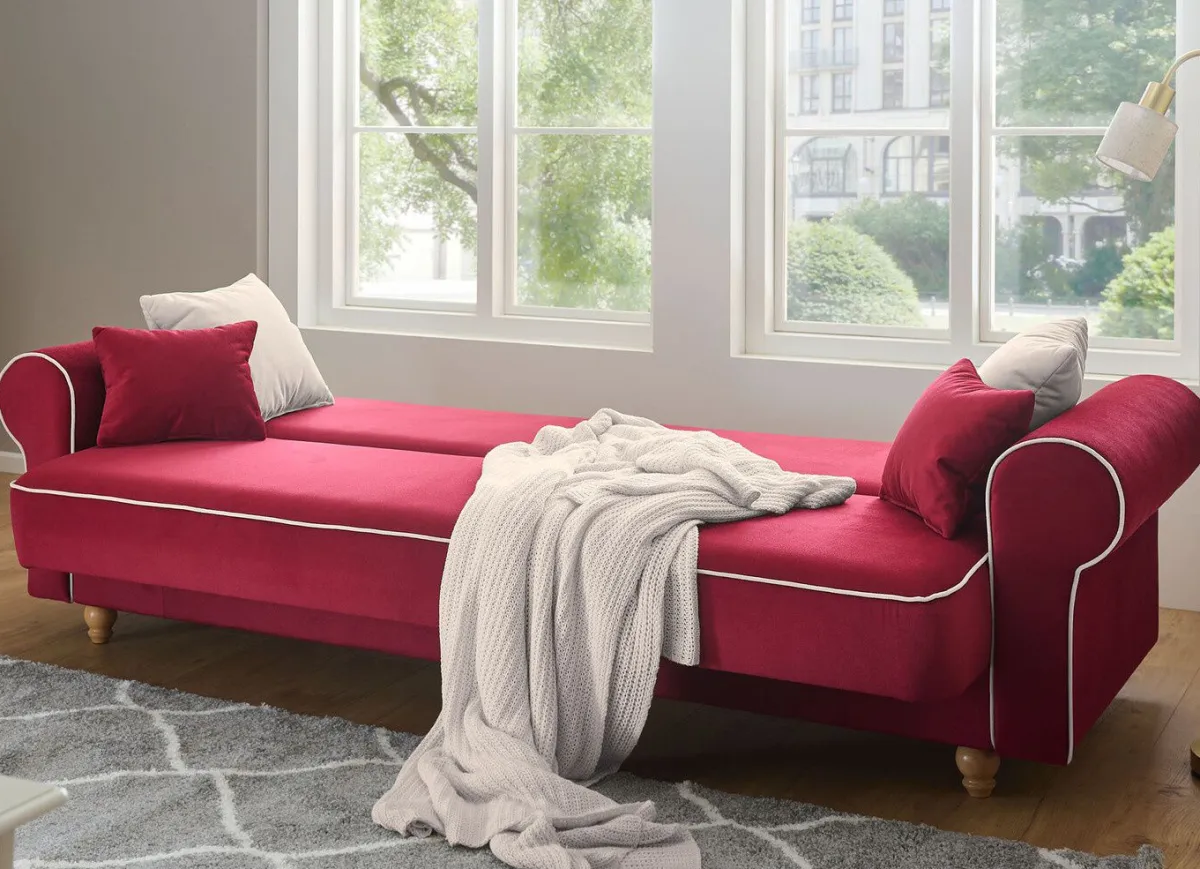 New BADER Stilvolles Schlafsofa ROT