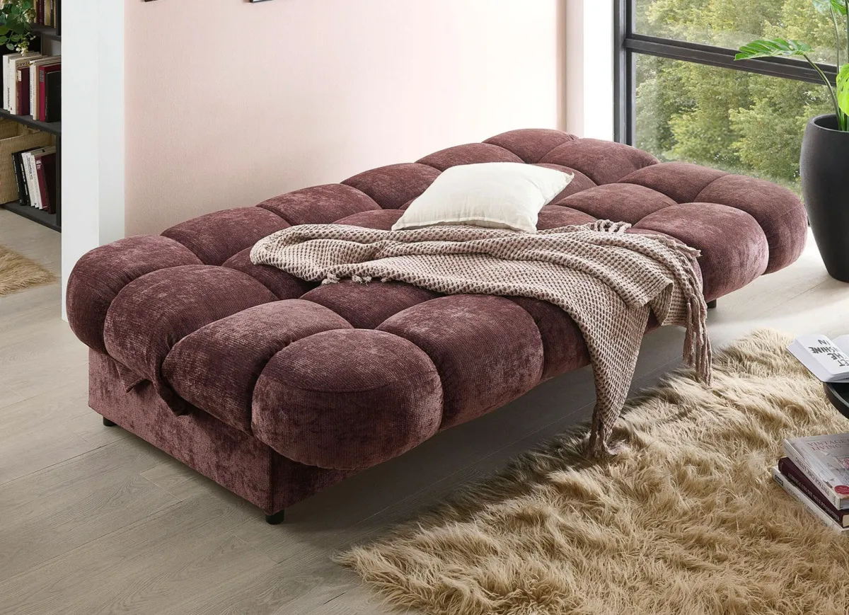 Outlet BADER Stilvolles Schlafsofa mit Bettkasten beere