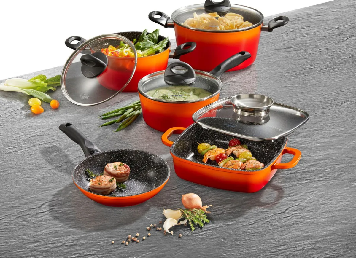 Hot STONELINE ® Kochtopf-Set, 15-teilig ORANGE