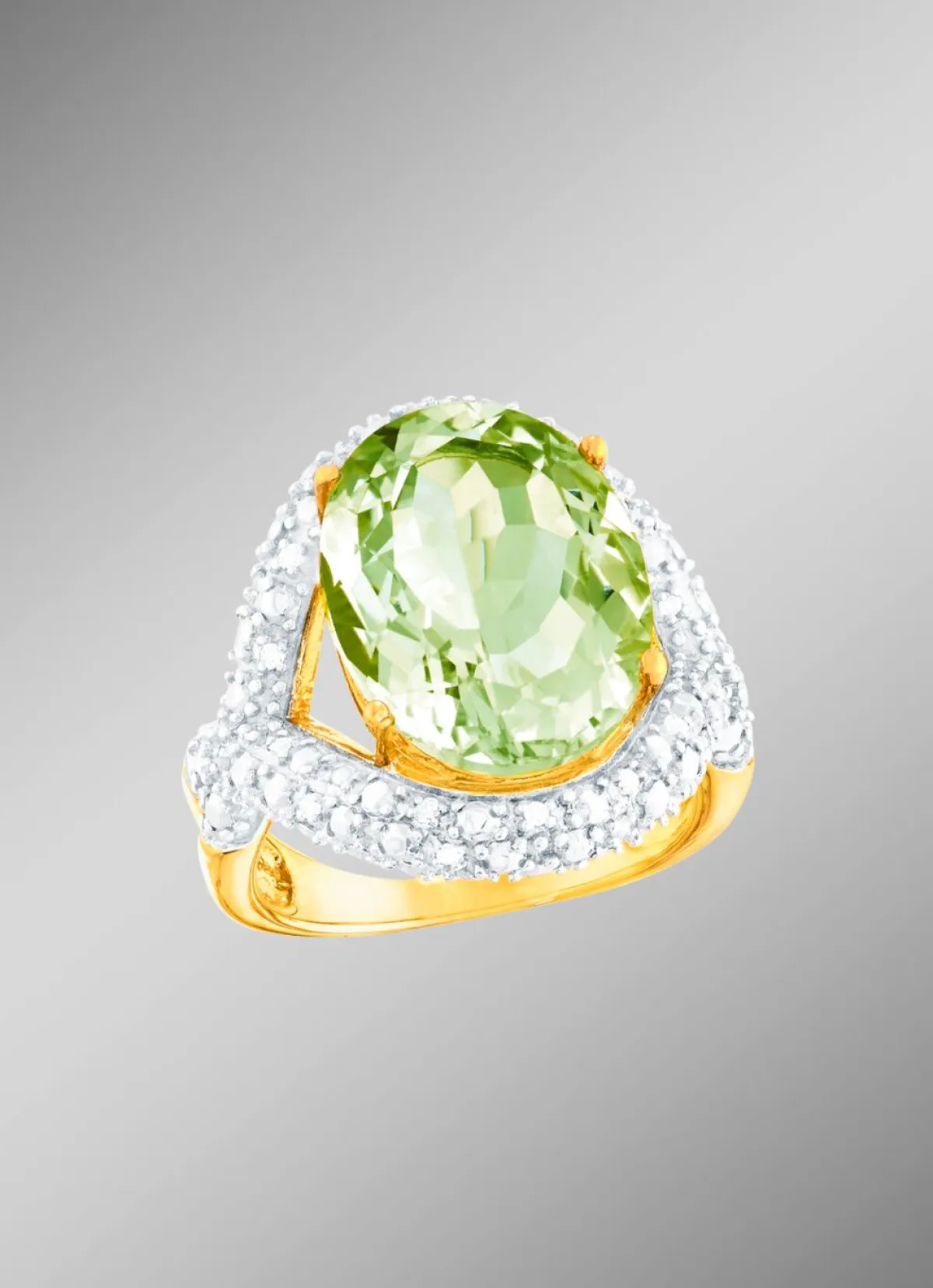 New BADER Strahlend schöner Damenring mit echt Amethyst und echt Weißtopas