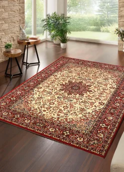 Clearance BADER Strapazierfähige Brücken und Teppiche mit besonders hohe Flordichte BEIGE MEDAILLON