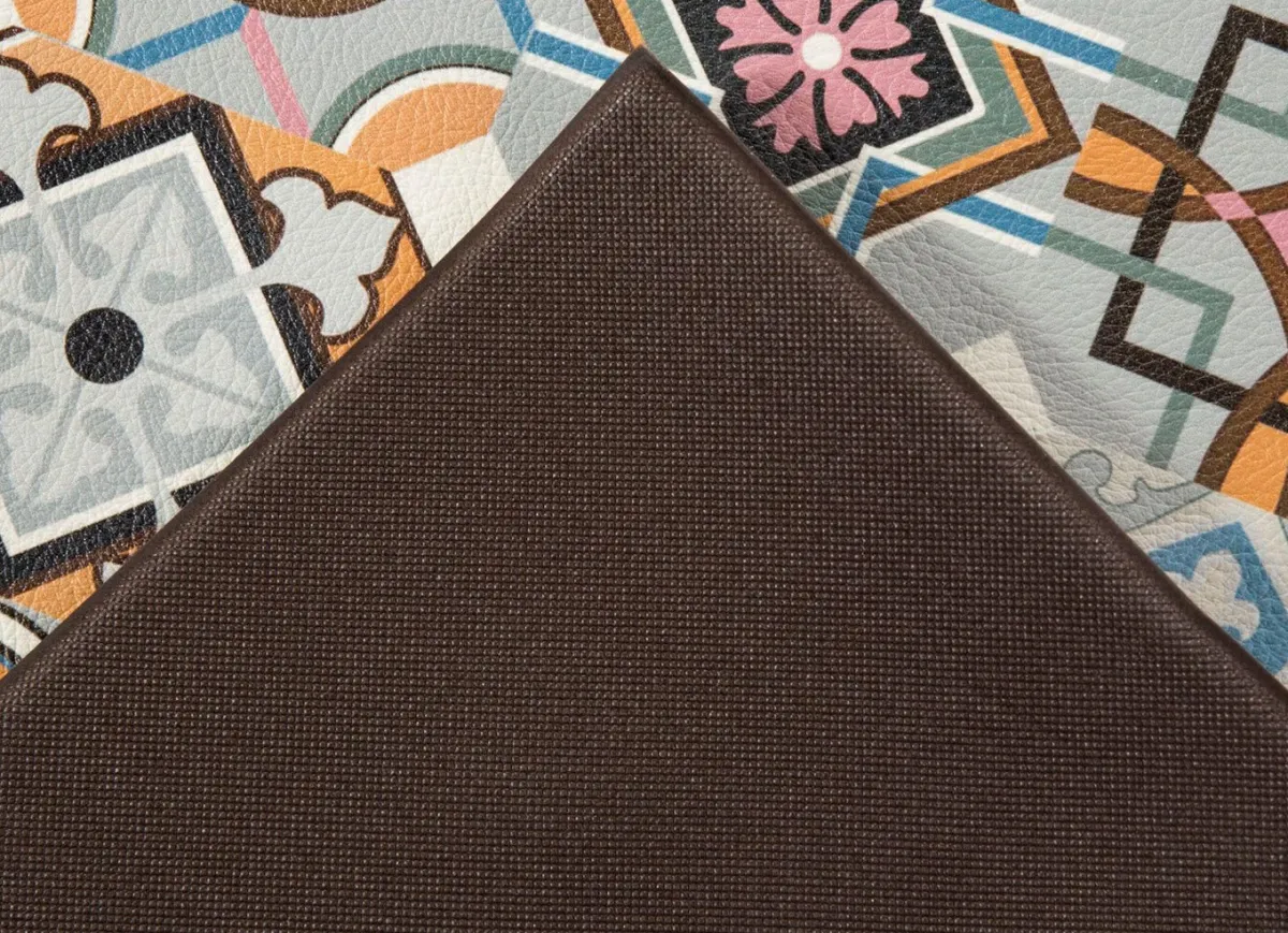 New BADER Strapazierfähiger Küchenläufer und -teppich im Fliesen-Design BLAU-GRAU