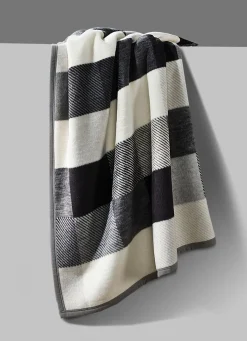 Discount BADER Strapazierfähig Schlafdecke "Cotton Home" GRAU KARIERT