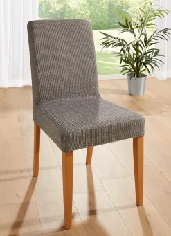 Best BADER Stretch-Stuhlbezug mit Glanzgarn GRAU