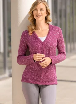 Best BADER Strickjacke aus Melangegarn BEERE MELIERT