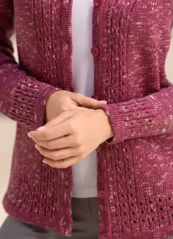 Best BADER Strickjacke aus Melangegarn BEERE MELIERT