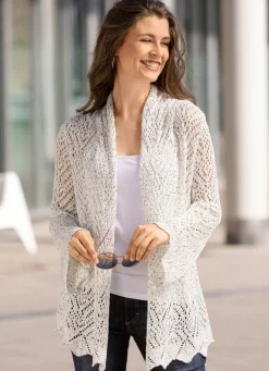 Discount BADER Strickjacke aus Paillettengarn WEISS-MULTICOLOR