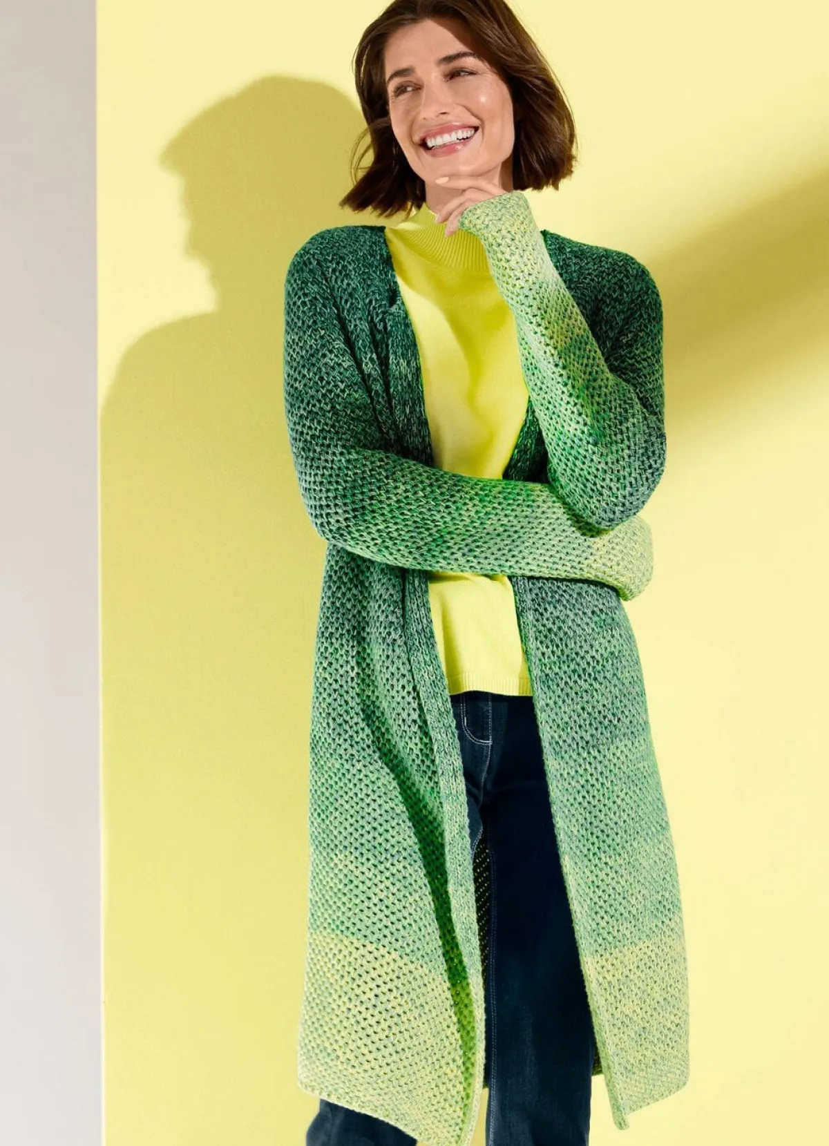 Discount BADER Strickjacke aus reiner Baumwolle PISTAZIE-GRÜN-DUNKELGRÜN