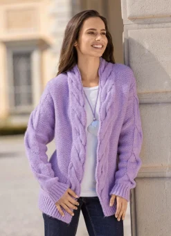 Outlet BADER Strickjacke in Grobstrick FLIEDER