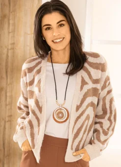 BADER Strickjacke in Jacquard-Dessin CAMEL-BEIGE