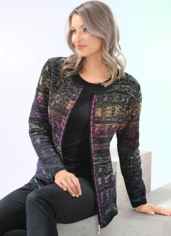 BADER Strickjacke in Jacquard-Dessin SCHWARZ-MULTICOLOR