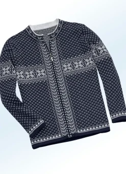 Discount BADER Strickjacke in Jacquard-Dessin MARINE-ECRU