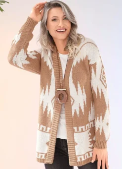 Clearance BADER Strickjacke in Kuschelqualität CAMEL-ECRU