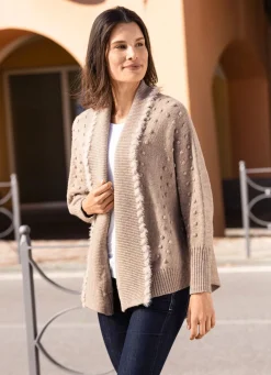 New BADER Strickjacke in leichter Fledermausform SAND MELIERT