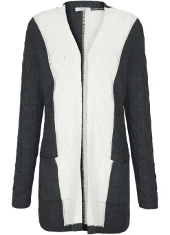 Hot BADER Strickjacke in Strukturmix ANTHRAZIT-NATUR