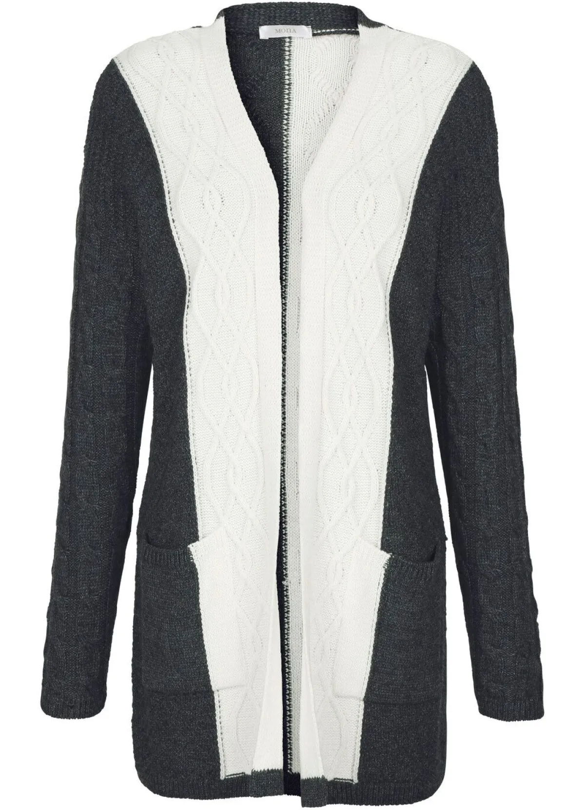 Hot BADER Strickjacke in Strukturmix ANTHRAZIT-NATUR