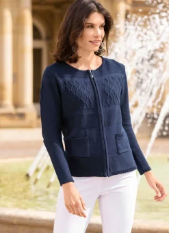 BADER Strickjacke in Strukturmustermix MARINE