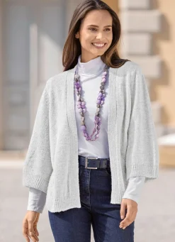 BADER Strickjacke mit Alpaka HELLGRAU MELIERT