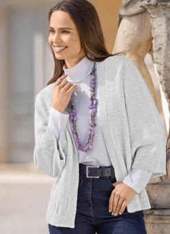 BADER Strickjacke mit Alpaka HELLGRAU MELIERT