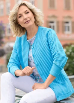 BADER Strickjacke mit Biesendessin TÜRKIS