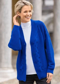Sale BADER Strickjacke mit dekorativer Struktur ROYALBLAU