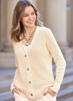 Online BADER Strickjacke mit edlem Glitzer BEIGE-GOLDFARBEN