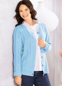 Sale BADER Strickjacke mit edler Paillettenzier BLEU
