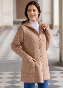 Hot BADER Strickjacke mit Kapuze BEIGE MELIERT