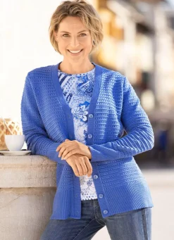 Clearance BADER Strickjacke mit leichtem Glanz BLEU