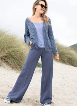 New Tizia Strickjacke mit Paillettengarn JEANSBLAU MELIERT