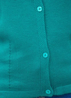Best BADER Strickjacke mit Raffungen PETROL
