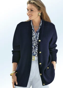 Outlet BADER Strickjacke mit Schurwolle MARINE