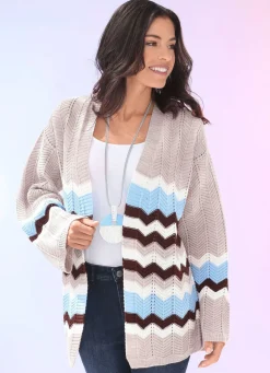 BADER Strickjacke mit Struktur SAND-BLEU-MULTICOLOR