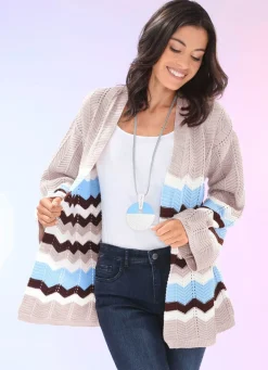 BADER Strickjacke mit Struktur SAND-BLEU-MULTICOLOR