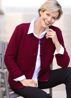 BADER Strickjacke mit Struktur allover BORDEAUX
